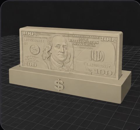 STL file of the 100 dollar bill lamp