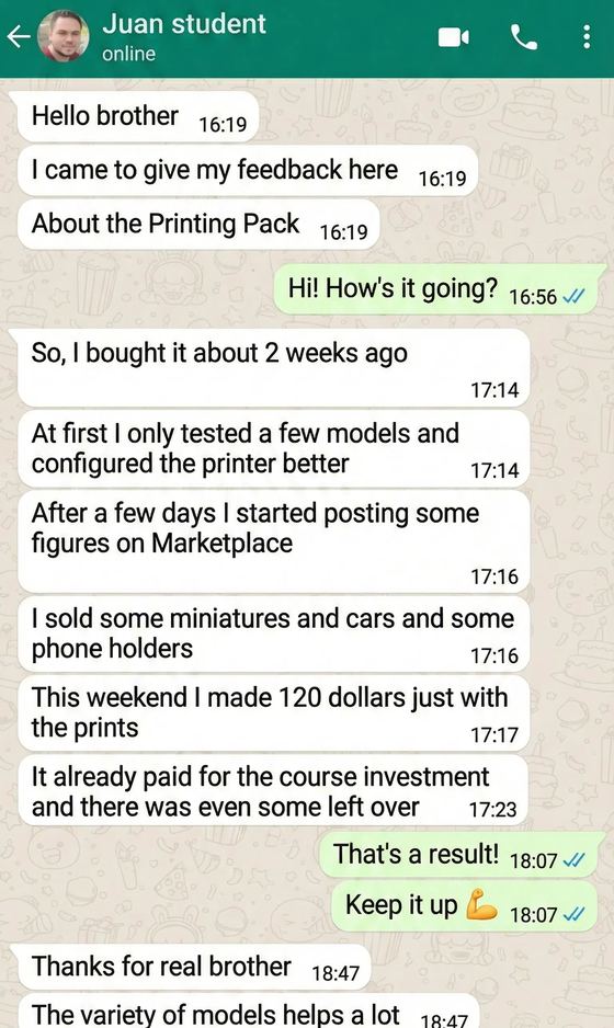 Buyer message about the STL pack, conversation 2