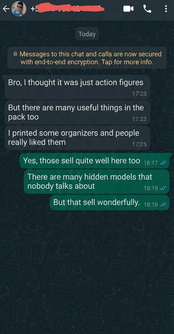 Buyer message about the STL pack, conversation 3