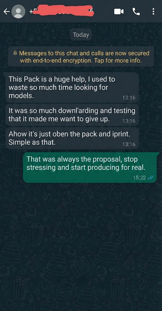 Buyer message about the STL pack, conversation 4